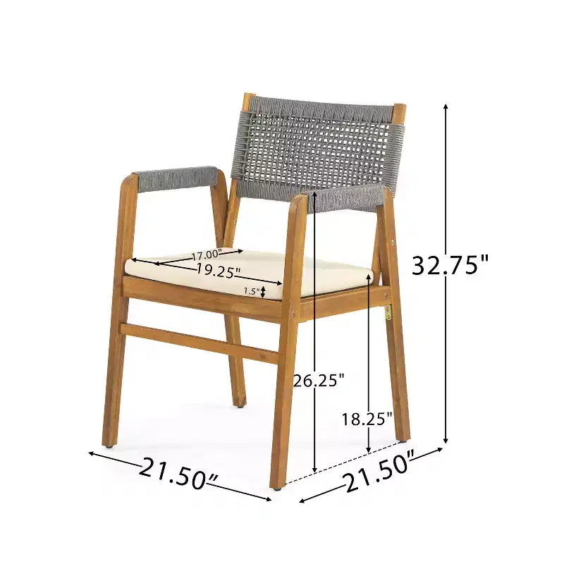 Christopher Knight Home Francesca Set da pranzo rustico da esterno 7 pezzi in legno di acacia con corda intrecciata e tavolo a doghe in rattan