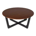 2 Pieces Coffee Table Set Cocktail Table Round Center Table End Table Accent Table Sofa Side Table, Brown & Black - ModernLuxe
