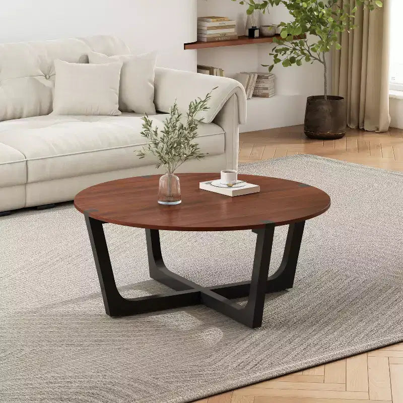 Set Tavolino da Caffè 2 Pezzi Tavolino da Cocktail Tavolino Rotondo Tavolino da Salotto Tavolino d'Appoggio Divano, Marrone e Nero - ModernLuxe