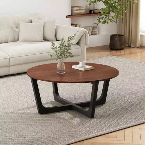 Set Tavolino da Caffè 2 Pezzi Tavolino da Cocktail Tavolino Rotondo Tavolino da Salotto Tavolino d'Appoggio Divano, Marrone e Nero - ModernLuxe