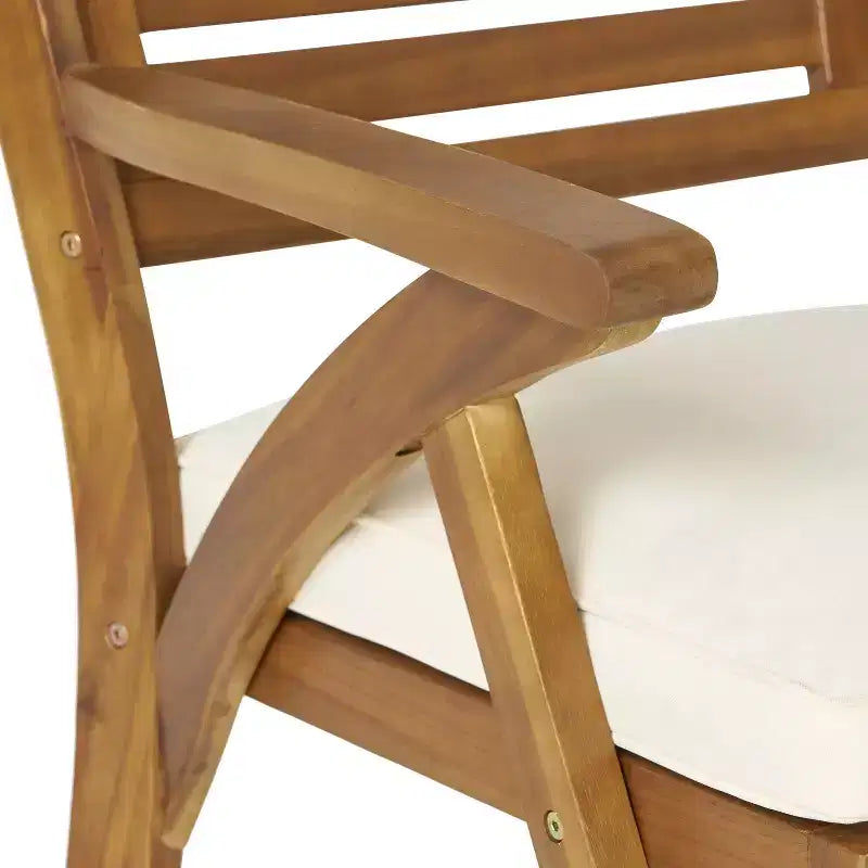 Christopher Knight Home Diana Set da Pranzo Rustico da Esterno 7 Pezzi in Rattan e Legno di Acacia a Doghe con Cuscini