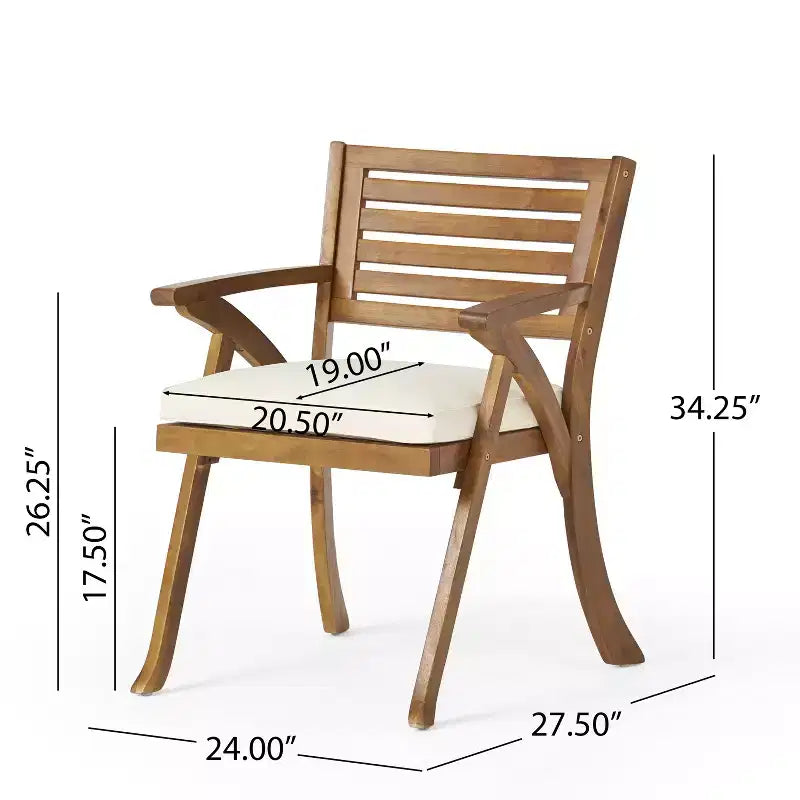 Christopher Knight Home Diana Set da Pranzo Rustico da Esterno 7 Pezzi in Rattan e Legno di Acacia a Doghe con Cuscini