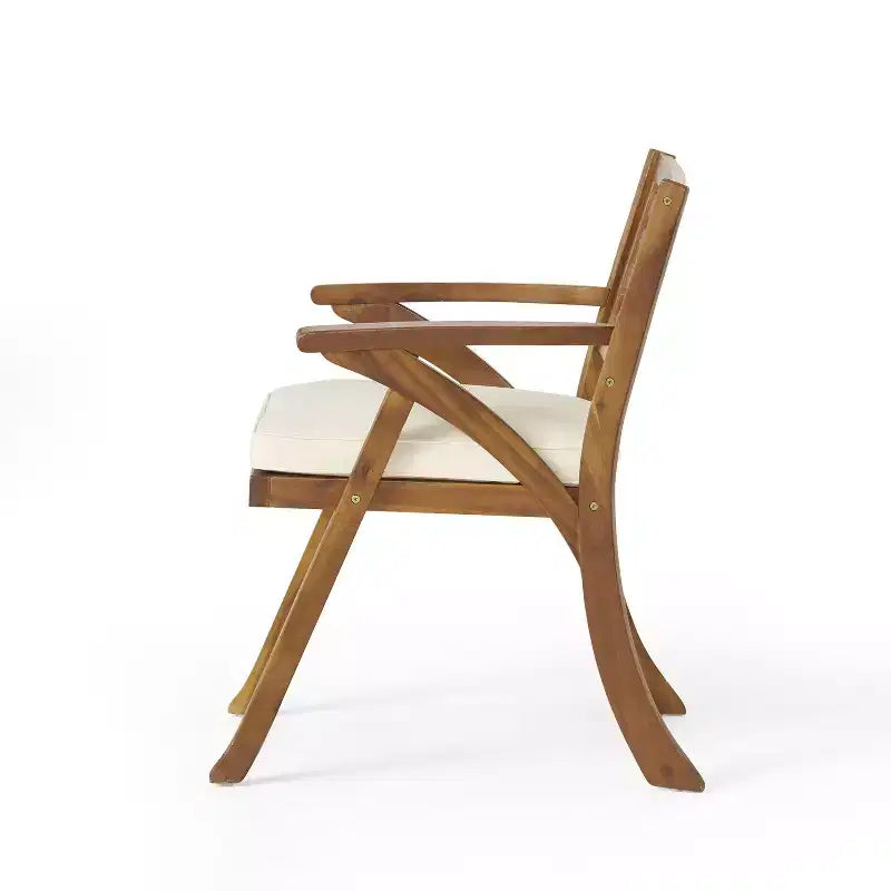 Christopher Knight Home Clara Set da Pranzo Rustico da Esterno 6 Pezzi in Rattan e Legno di Acacia con Cuscini