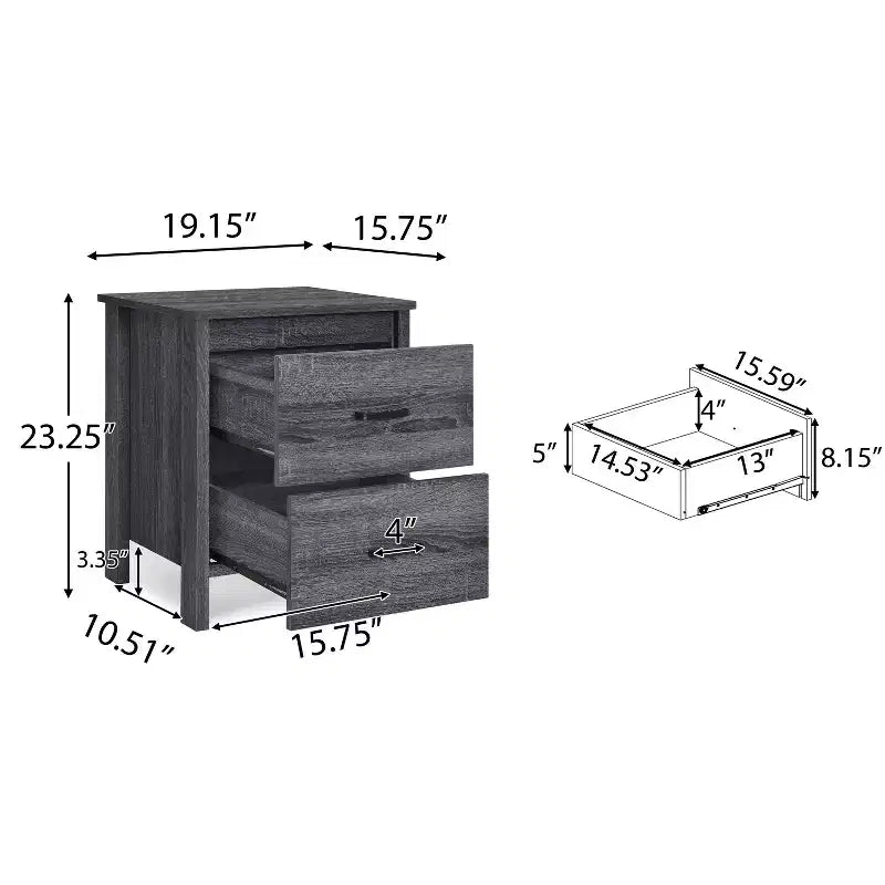 GDFStudio Titeca Comodini contemporanei in legno a 2 cassetti (set di 2)