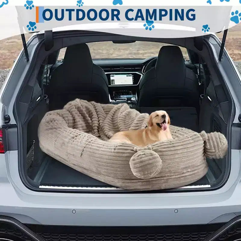 Cuscino per Cani Umano, 180x114x30cm Letto per Cani Grande con Coperta, Tasche Portaoggetti, Maniglia Portatile, Rivestimento Sfoderabile, Cuccia per Animali Domestici a Misura d'Uomo per Adulti