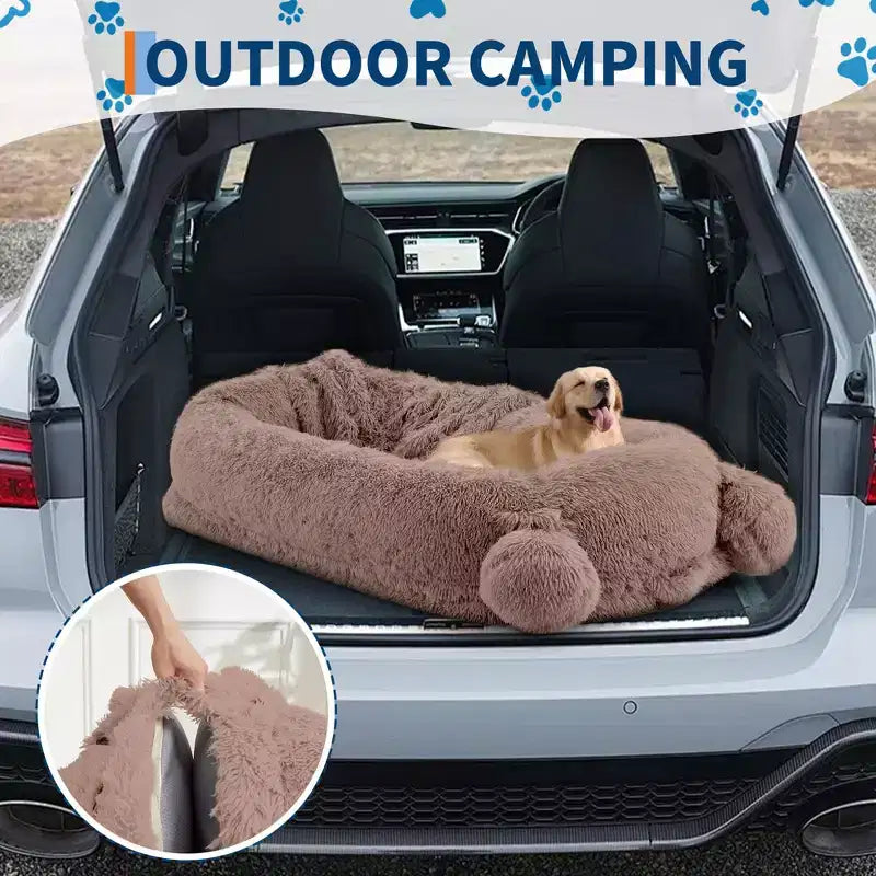 Cuscino per Cani Umano, 180x114x30cm Letto per Cani Grande con Coperta, Tasche Portaoggetti, Maniglia Portatile, Rivestimento Sfoderabile, Cuccia per Animali Domestici a Misura d'Uomo per Adulti
