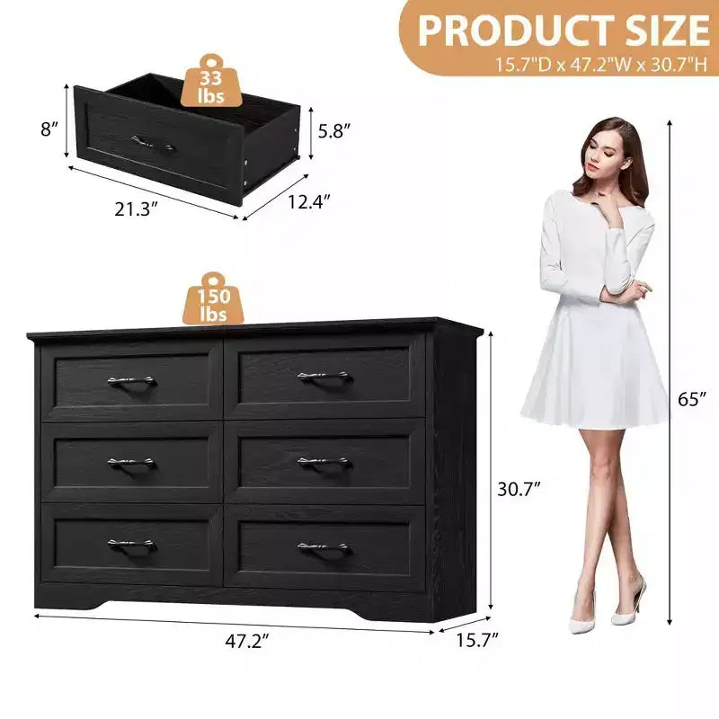 Comodino a 5/6 cassetti per camera da letto, cassettiera, cassettiera moderna in legno in stile rustico, cassettiera portaoggetti per camera da letto, soggiorno, cameretta dei bambini