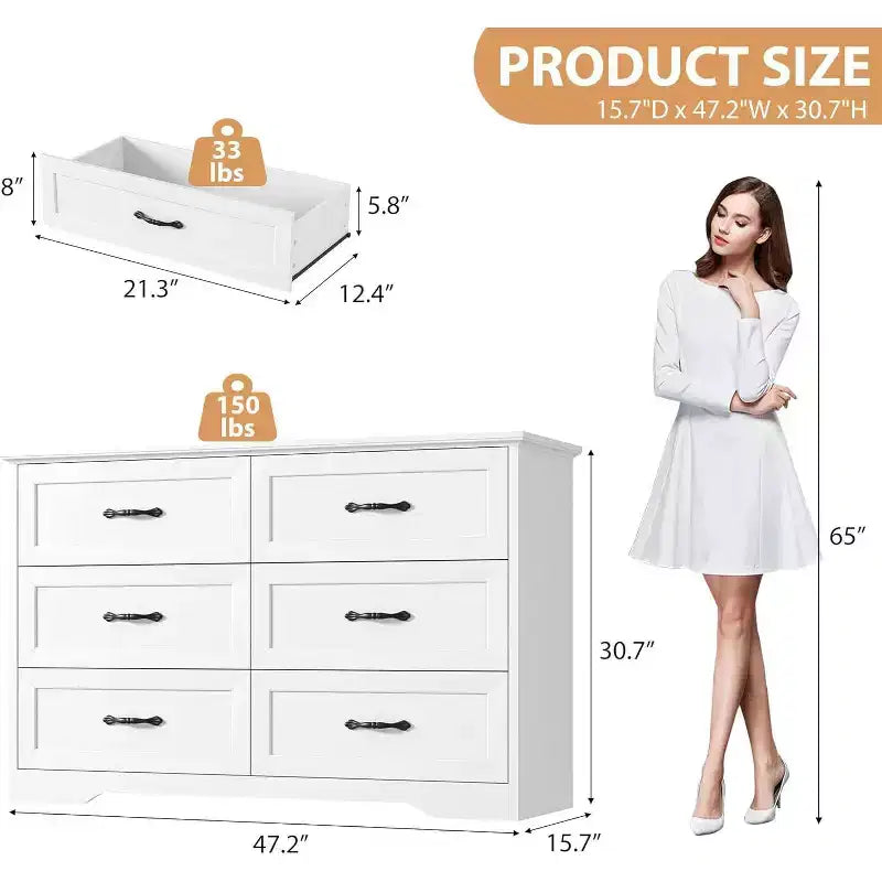 Comodino a 5/6 cassetti per camera da letto, cassettiera, cassettiera moderna in legno in stile rustico, cassettiera portaoggetti per camera da letto, soggiorno, cameretta dei bambini