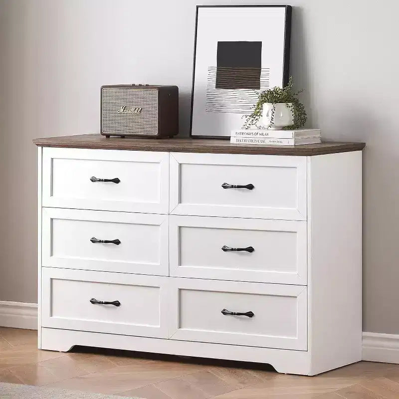 Comodino a 5/6 cassetti per camera da letto, cassettiera, cassettiera moderna in legno in stile rustico, cassettiera portaoggetti per camera da letto, soggiorno, cameretta dei bambini