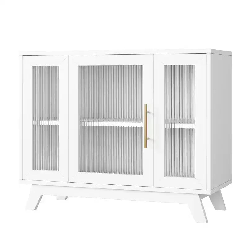 Mobile bar da caffè moderno da 36" - Credenza a buffet con ante in vetro scanalato e ripiani regolabili