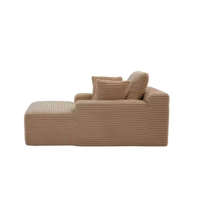 Divano letto singolo moderno Whisen in velluto a coste e chaise longue/lettino con cuscini decorativi, nessun assemblaggio richiesto