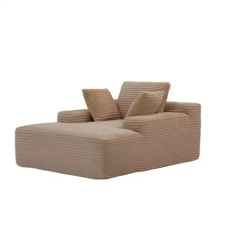 Divano letto singolo moderno Whisen in velluto a coste e chaise longue/lettino con cuscini decorativi, nessun assemblaggio richiesto