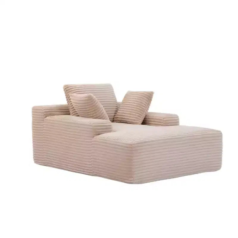 Divano letto singolo moderno Whisen in velluto a coste e chaise longue/lettino con cuscini decorativi, nessun assemblaggio richiesto