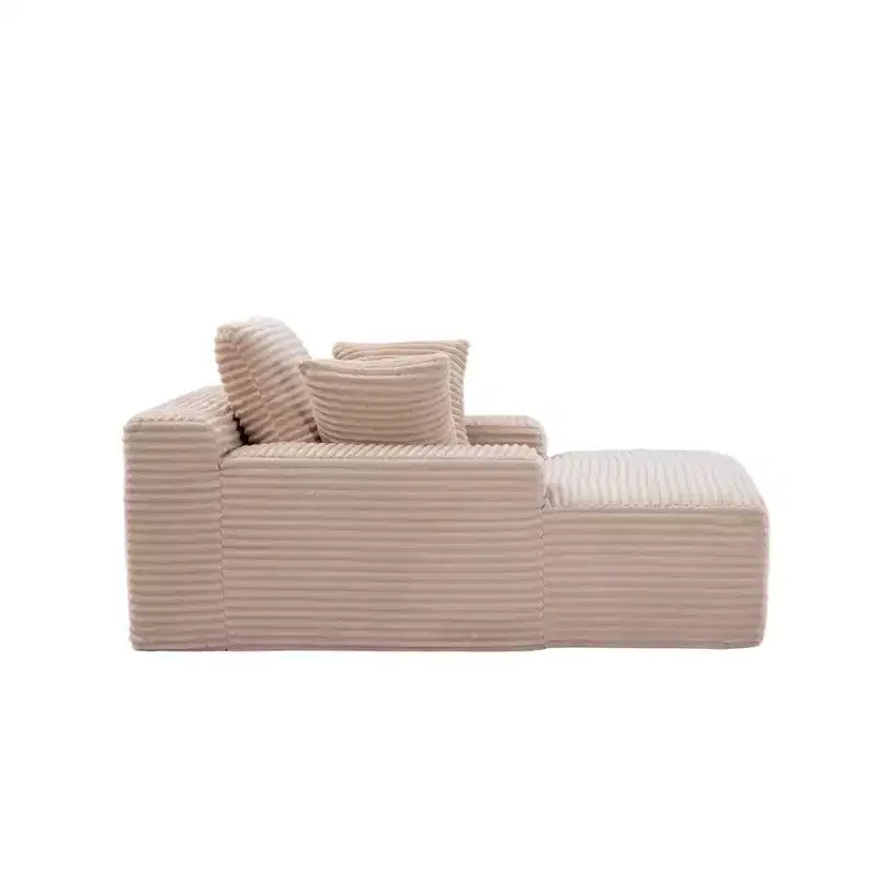Divano letto singolo moderno Whisen in velluto a coste e chaise longue/lettino con cuscini decorativi, nessun assemblaggio richiesto