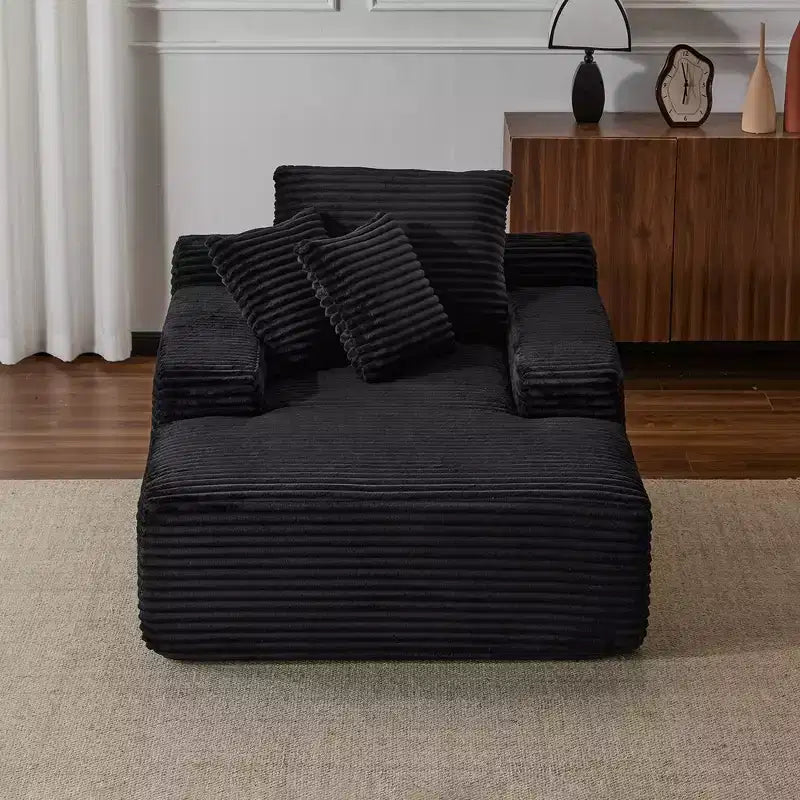 Divano letto singolo moderno Whisen in velluto a coste e chaise longue/lettino con cuscini decorativi, nessun assemblaggio richiesto