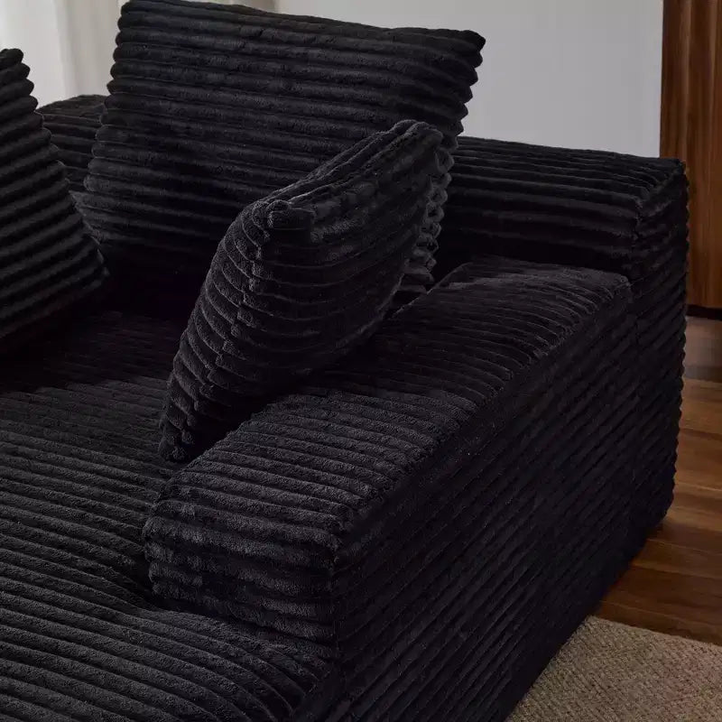 Divano letto singolo moderno Whisen in velluto a coste e chaise longue/lettino con cuscini decorativi, nessun assemblaggio richiesto