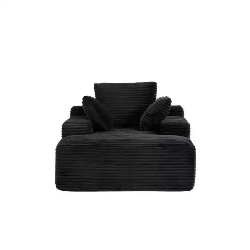 Divano letto singolo moderno Whisen in velluto a coste e chaise longue/lettino con cuscini decorativi, nessun assemblaggio richiesto