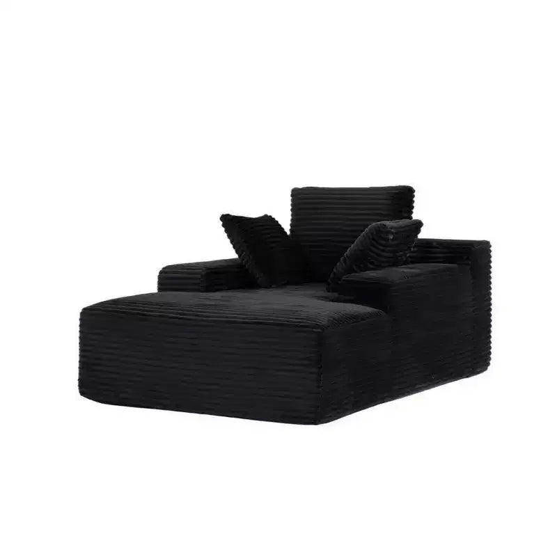 Divano letto singolo moderno Whisen in velluto a coste e chaise longue/lettino con cuscini decorativi, nessun assemblaggio richiesto