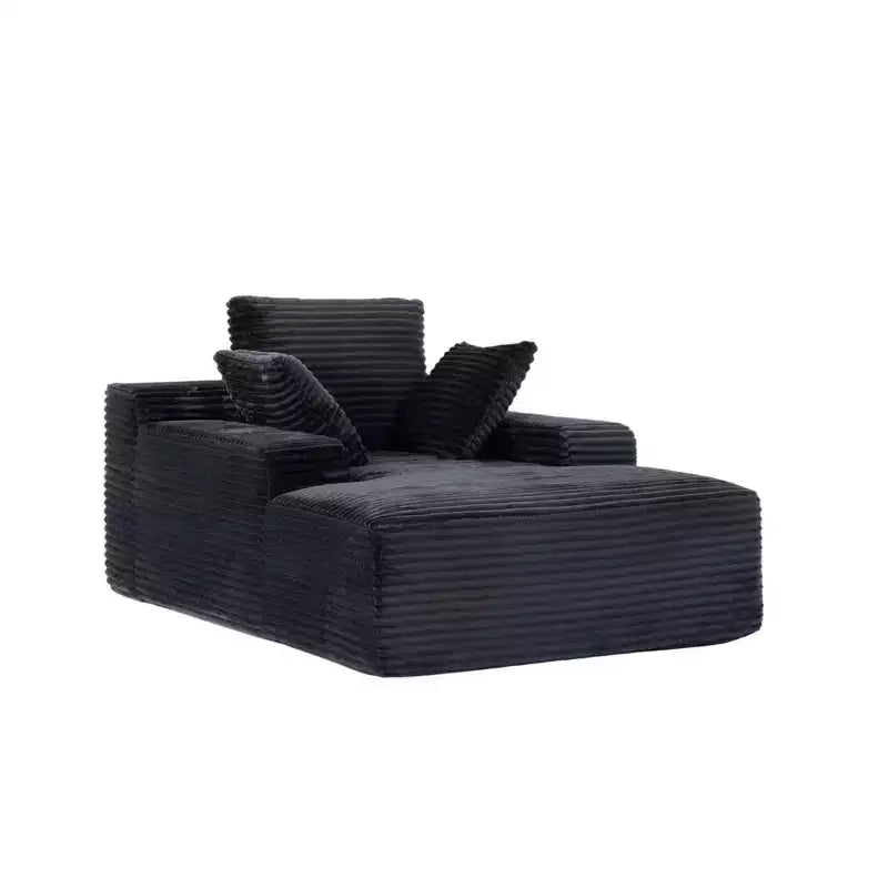 Divano letto singolo moderno Whisen in velluto a coste e chaise longue/lettino con cuscini decorativi, nessun assemblaggio richiesto