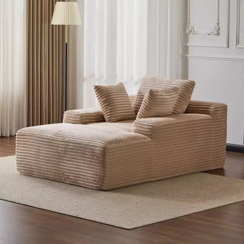 Divano letto singolo moderno Whisen in velluto a coste e chaise longue/lettino con cuscini decorativi, nessun assemblaggio richiesto
