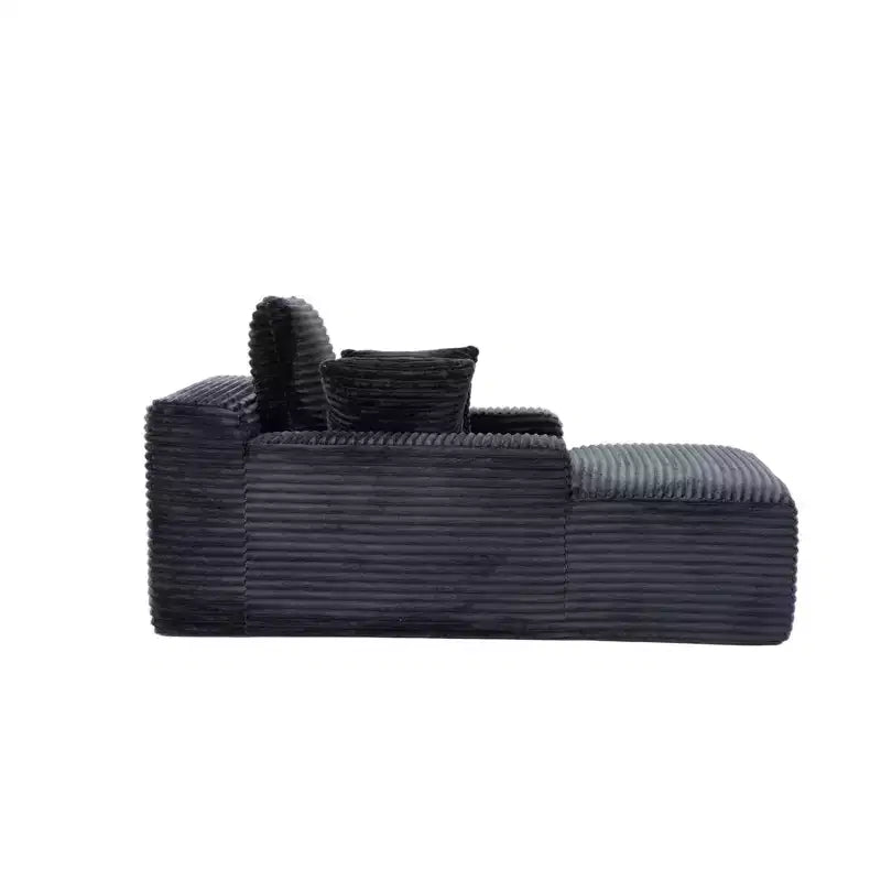 Divano letto singolo moderno Whisen in velluto a coste e chaise longue/lettino con cuscini decorativi, nessun assemblaggio richiesto