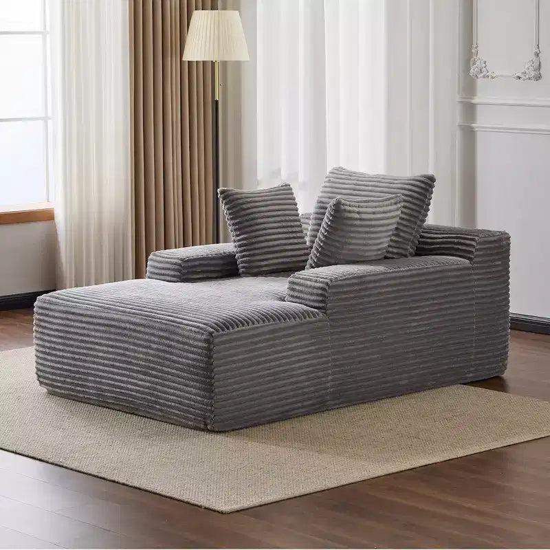 Divano letto singolo moderno Whisen in velluto a coste e chaise longue/lettino con cuscini decorativi, nessun assemblaggio richiesto