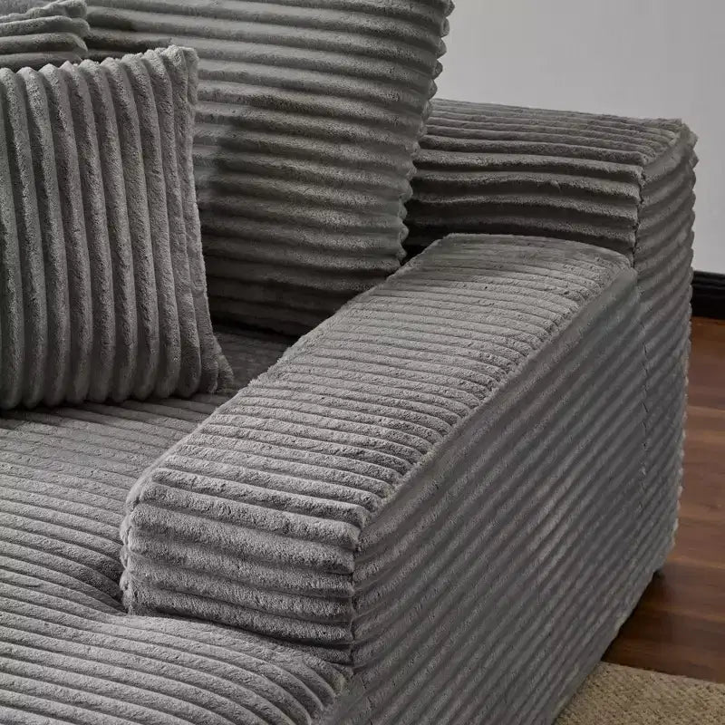 Divano letto singolo moderno Whisen in velluto a coste e chaise longue/lettino con cuscini decorativi, nessun assemblaggio richiesto