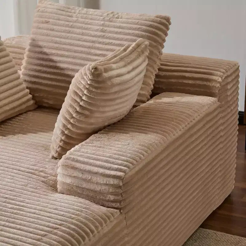Divano letto singolo moderno Whisen in velluto a coste e chaise longue/lettino con cuscini decorativi, nessun assemblaggio richiesto