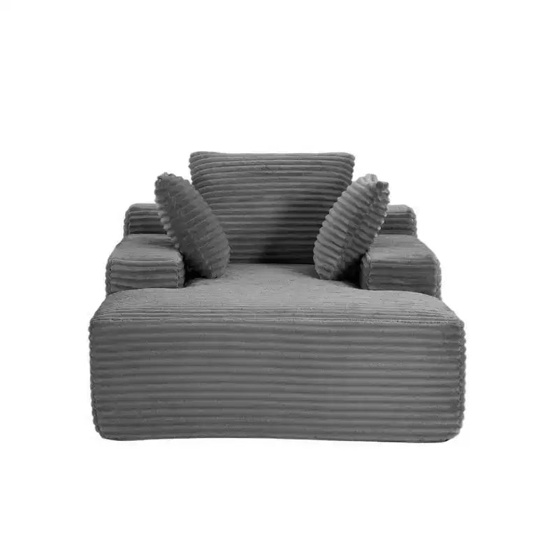Divano letto singolo moderno Whisen in velluto a coste e chaise longue/lettino con cuscini decorativi, nessun assemblaggio richiesto