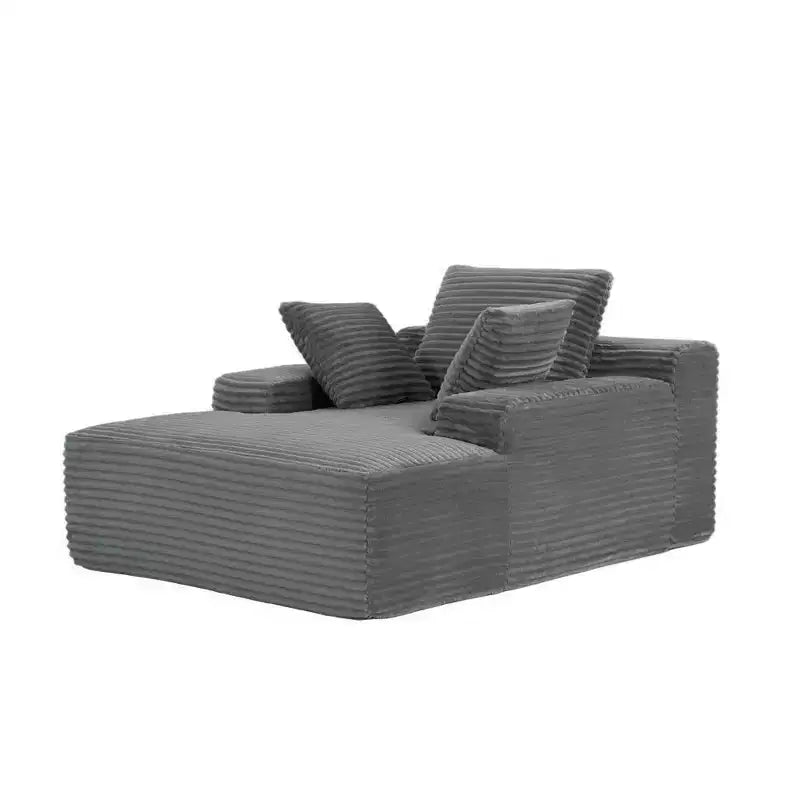 Divano letto singolo moderno Whisen in velluto a coste e chaise longue/lettino con cuscini decorativi, nessun assemblaggio richiesto