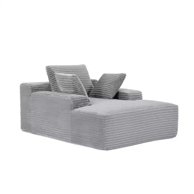 Divano letto singolo moderno Whisen in velluto a coste e chaise longue/lettino con cuscini decorativi, nessun assemblaggio richiesto