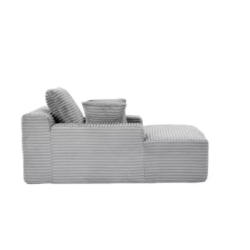 Divano letto singolo moderno Whisen in velluto a coste e chaise longue/lettino con cuscini decorativi, nessun assemblaggio richiesto