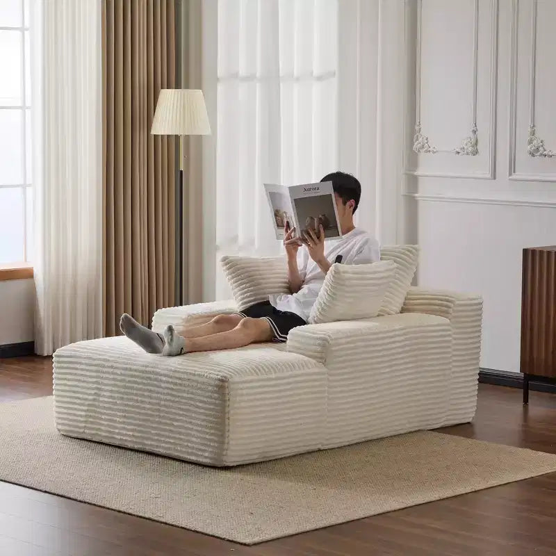 Divano letto singolo moderno Whisen in velluto a coste e chaise longue/lettino con cuscini decorativi, nessun assemblaggio richiesto