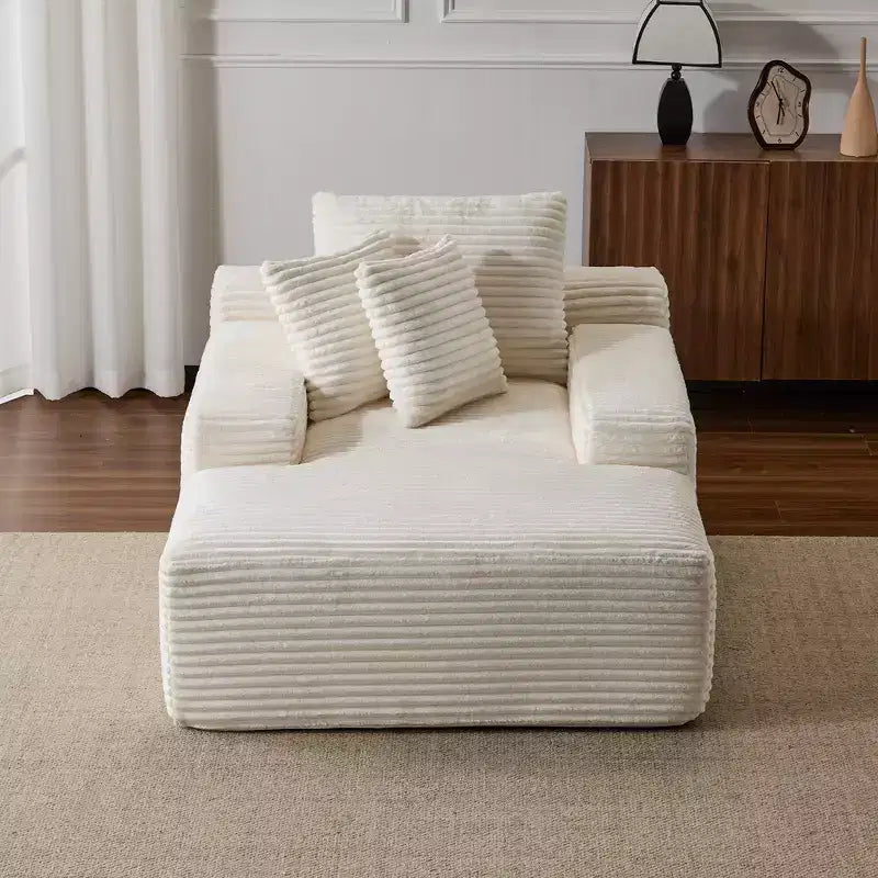 Divano letto singolo moderno Whisen in velluto a coste e chaise longue/lettino con cuscini decorativi, nessun assemblaggio richiesto