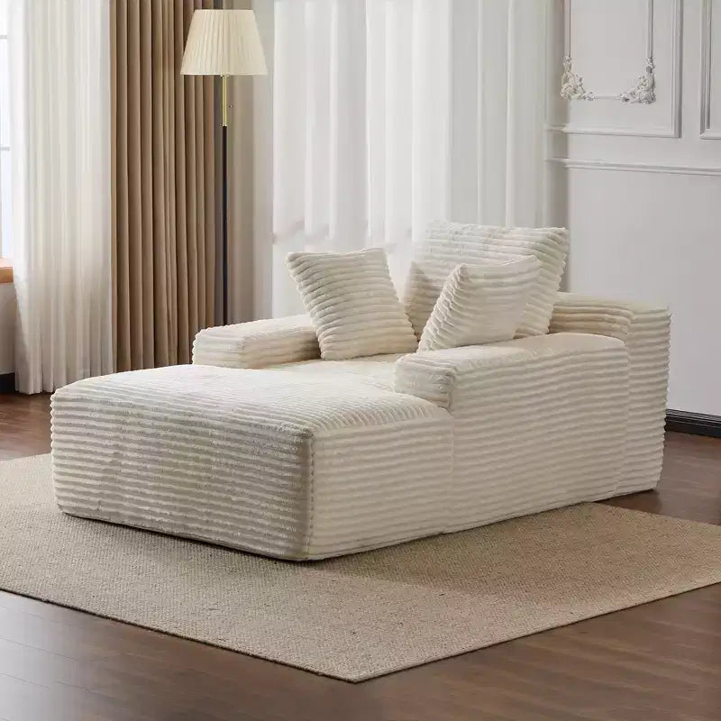 Divano letto singolo moderno Whisen in velluto a coste e chaise longue/lettino con cuscini decorativi, nessun assemblaggio richiesto