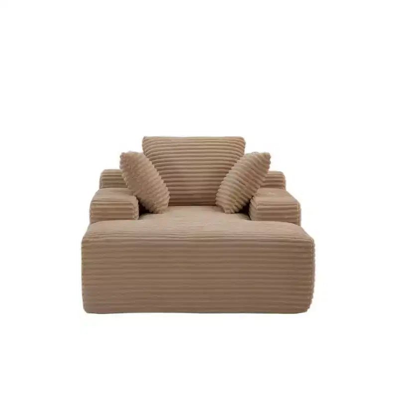 Divano letto singolo moderno Whisen in velluto a coste e chaise longue/lettino con cuscini decorativi, nessun assemblaggio richiesto