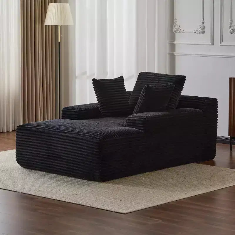 Divano letto singolo moderno Whisen in velluto a coste e chaise longue/lettino con cuscini decorativi, nessun assemblaggio richiesto