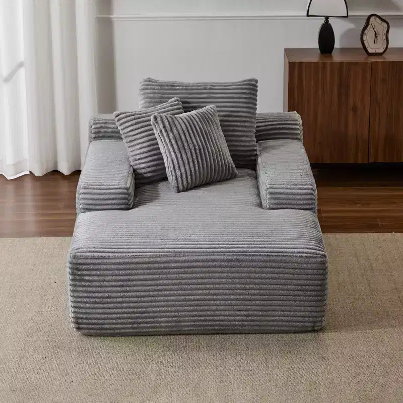 Divano letto singolo moderno Whisen in velluto a coste e chaise longue/lettino con cuscini decorativi, nessun assemblaggio richiesto