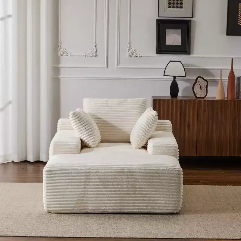 Divano letto singolo moderno Whisen in velluto a coste e chaise longue/lettino con cuscini decorativi, nessun assemblaggio richiesto