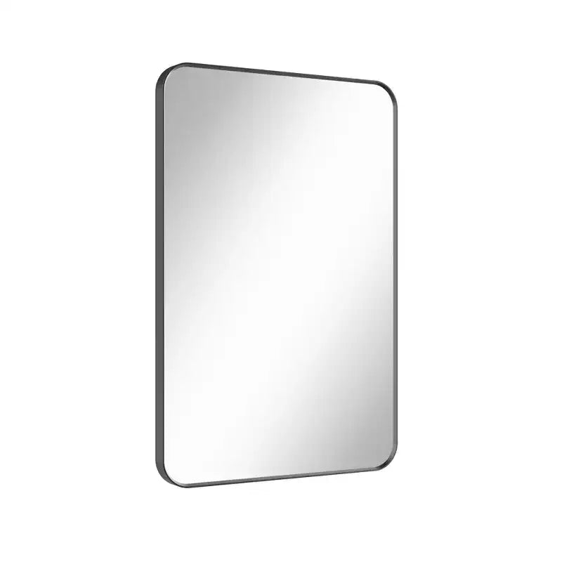 Specchio da bagno opaco, specchio da parete rettangolare arrotondato per lavabo, vetro temperato HD e cornice in alluminio antiruggine