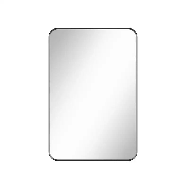 Specchio da bagno opaco, specchio da parete rettangolare arrotondato per lavabo, vetro temperato HD e cornice in alluminio antiruggine