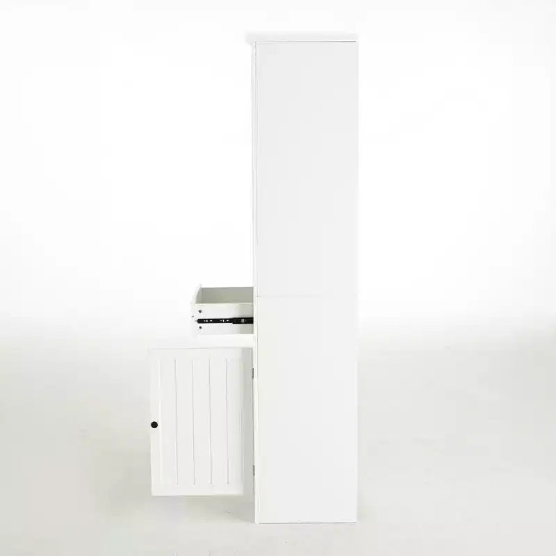 Libreria alta 75", a 5 ripiani, in legno, con ripiani aperti e armadietto, organizer in legno per dispensa, espositore e mobiletto contenitore per ufficio