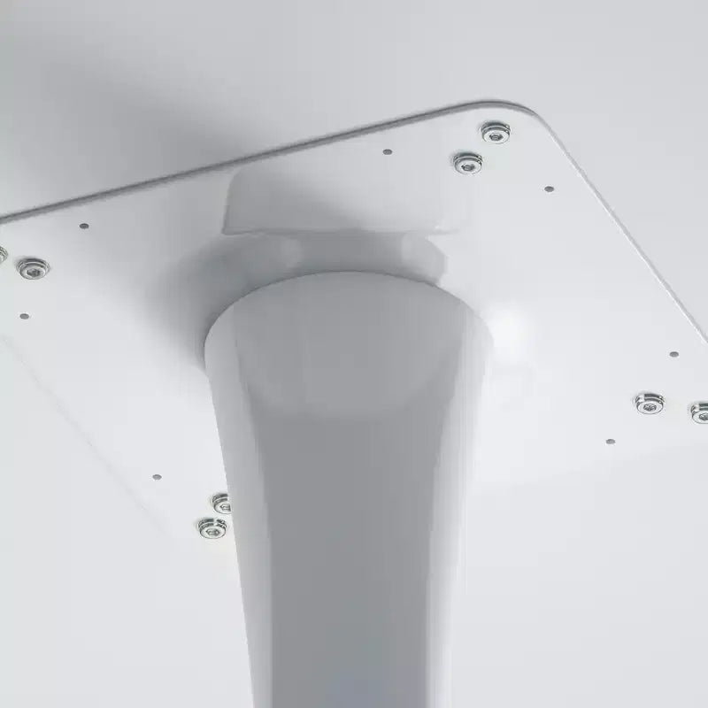 MAYEERTY Tavolino da caffè ottagonale con base in metallo e ripiano in MDF per sala da pranzo, soggiorno, colore bianco