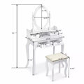 White Density Plate Painted Four Drawers Single Mirror European Dressing Table Set