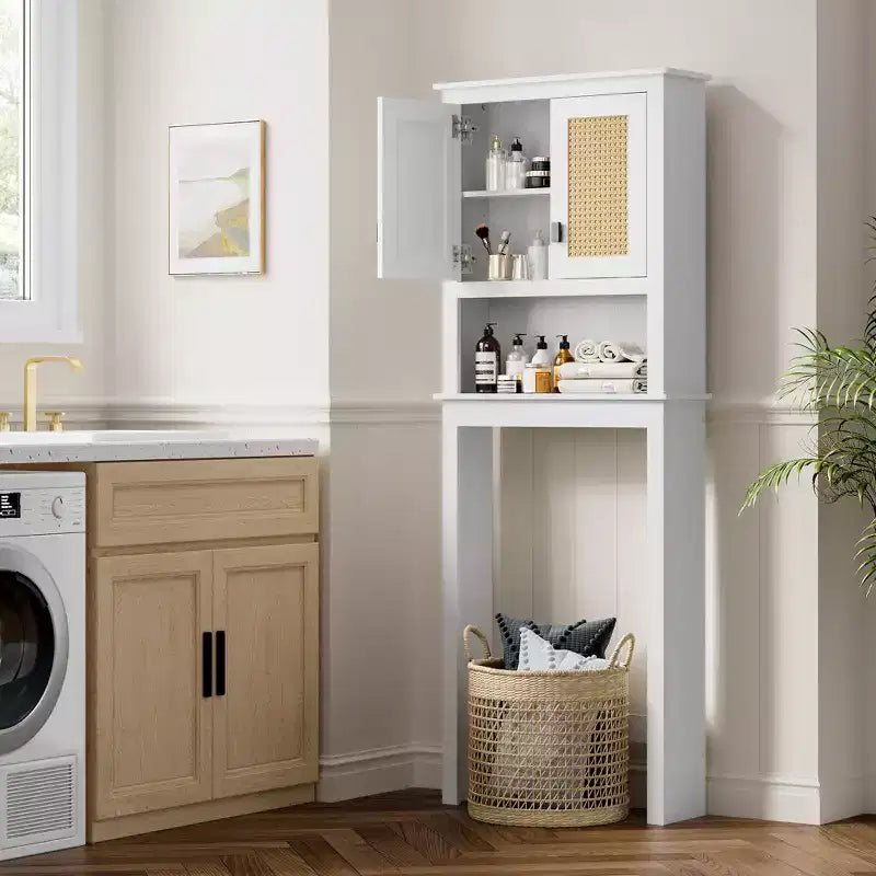 Mobiletto sopra il WC, Organizzatore da bagno rustico sopra il WC, Mobiletto da bagno in legno indipendente sopra il WC con ripiano regolabile
