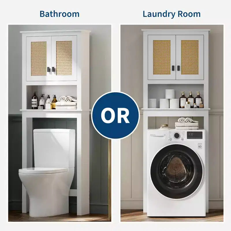 Mobiletto sopra il WC, Organizzatore da bagno rustico sopra il WC, Mobiletto da bagno in legno indipendente sopra il WC con ripiano regolabile