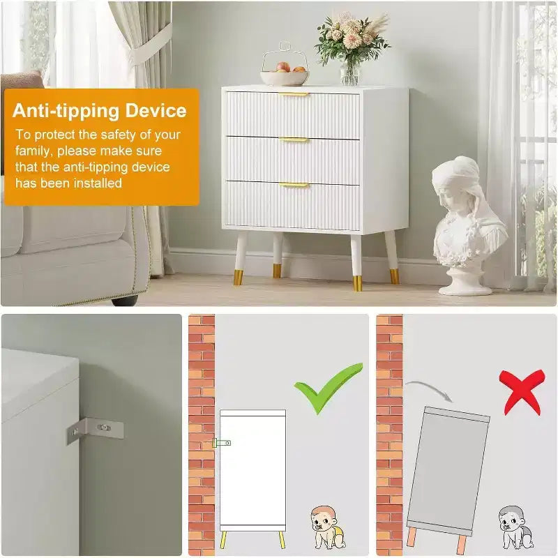 Comodino moderno a 3 cassetti – Comodino ampio e contenitore per camera da letto e soggiorno