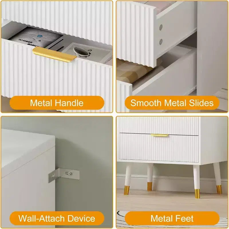 Comodino moderno a 3 cassetti – Comodino ampio e contenitore per camera da letto e soggiorno