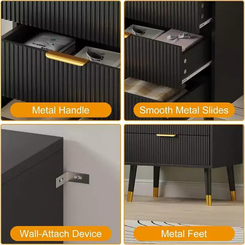 Comodino moderno a 3 cassetti – Comodino ampio e contenitore per camera da letto e soggiorno