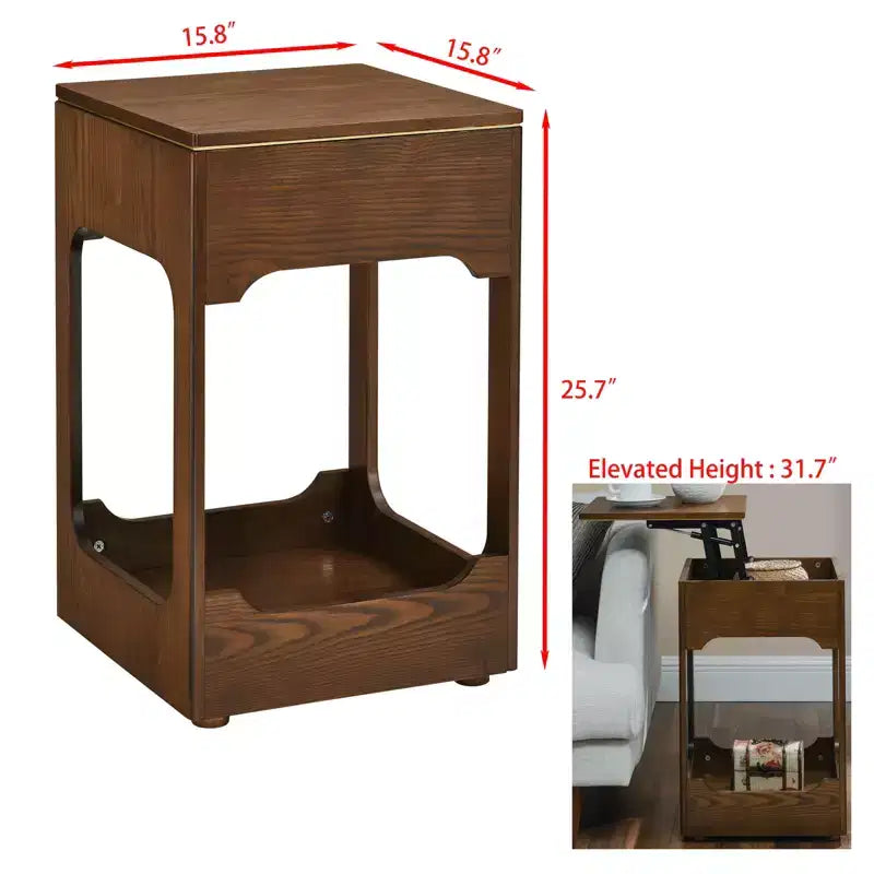 GDFStudio Gorrath Tavolino Laterale in Legno Moderno di Metà Secolo con Piano Sollevabile e Ripiano Contenitore